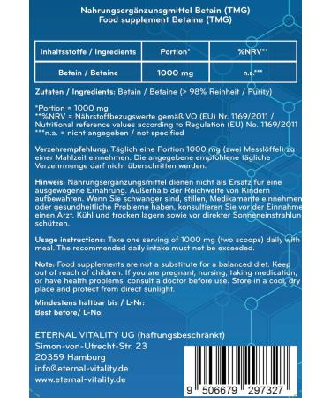 Buy Betain TMG Powder 300g (2x150g Bags) | 99.5% Pure | Supports Homocysteine Metabolism | Heart & Liver Health | Sustainable Shipping Worldwide - Buy Online on GoSupps.com