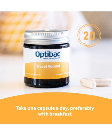 Optibac Travel Abroad Probiotics - Vegan Digestive Supplement for Gut Health - 5 Billion Live Cultures - 20 Capsules - Buy Online on GoSupps.com