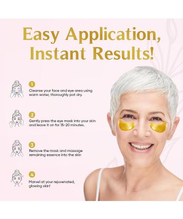 KIWI AND CO. BEAUTY 24K Gold Under Eye Masks - 20 Pairs for Dark Circles, Puffiness, Fine Lines & Wrinkles | Anti-Aging Collagen Skin Care Patches - Buy Online on GoSupps.com