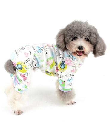 Zunea small dog overall enchanting mouse flower printed overalls soft cotton romper puppy sleeping clothes four legs pajama clothing for pets cats puppies L l (pack of 1) mouse