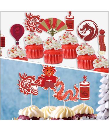 Alipis 24pcs Chinese New Year Cupcake Toppers 2024 Year of the Dragon Cake Toppers Cupcake Picks Spring Festival Cake Decoration Chinese New Year Party Decorations Supplies - Buy Online on GoSupps.com