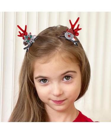 Christmas Antler Hair Clip - Santa Claus Reindeer Ears Barrettes | Portable Reindeer Antlers Ears Barrettes for Family Women Santa Claus red corner - Buy Online on GoSupps.com