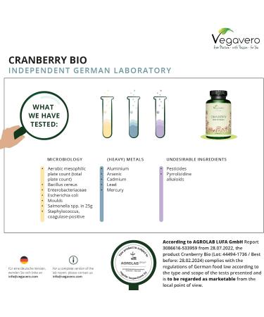 Organic Cranberry Extract Vegavero | 180 Capsules | Natural Support for Urinary Infections | Vegan-Friendly and Additive-Free - Buy Online on GoSupps.com
