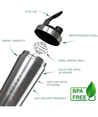 Freak Athletics Premium Stainless Steel Protein Shaker Bottle - Insulated, BPA Free, Brushed Steel Design - Buy Online on GoSupps.com