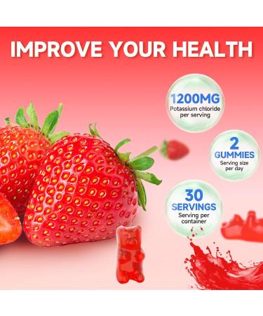 2 Pack Potassium Gummies for Adults Potassium Chloride Gummies 1200mg Support Leg Cramps & Electrolyte Balance Strawberry Flavor 120 Count 120 Count (Pack of 1) - Buy Online on GoSupps.com