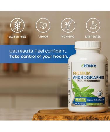 Palmara Health Premium Andrographis Paniculata Extract 1,200mg with 100mg Andrographolides Vegan Capsules for Immune & Digestive Support, Non-GMO, Gluten Free, Herbal Dietary Supplement 120 Count (Pack of 1) - Buy Online on GoSupps.com