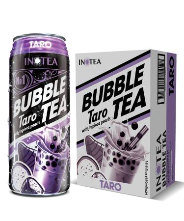 Bubble Tea Inotea Brown Sugar Bubble Tea Drink. Ready to Drink in a Can. Black Milk Tea with Boba 16.6 oz Can(Pack of 24) (Taro)