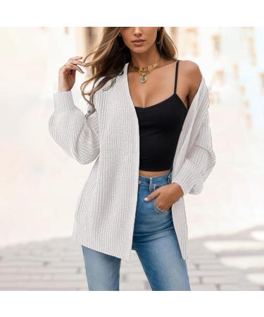 Gefomuofe Cardigans for Women Long Sleeve Cardigan for Women Pocket Jacket Cardigan Women's Blazer Cardigan Outerwear Elegant Shoulder Jacket Top Casual Top White L - Buy Online on GoSupps.com