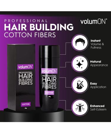 Professional Hair Building Fibres - Black Cotton Hair Loss Concealer | 28g | 30 Uses - Shop Now for Instant Confidence - Buy Online on GoSupps.com