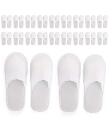 Bekith 20-Pair Disposable Spa Slippers Closed Toe Spa Slippers Comfortable and Non-Slip Perfect For Home Hotel or Commercial Use (White)