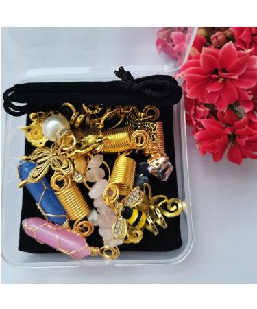 12 PCS Locs Hair Jewelry Braids Hair Clips - Adjustable Hair Cuffs with Vintage African Pendant Charms - Handmade Crystal & Metal Bee Owl Accessories - Buy Online on GoSupps.com