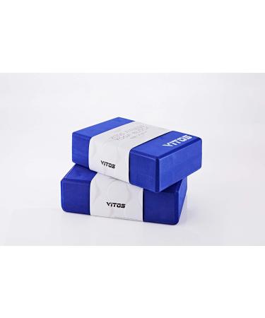 Vitos Fitness Yoga Block High Density EVA Foam Block | Support and Deepen Poses, Improve Strength and Aid Balance and Flexibility Lightweight Odor Resistant Moisture Water Proof Blue 9"x6"x3" Single
