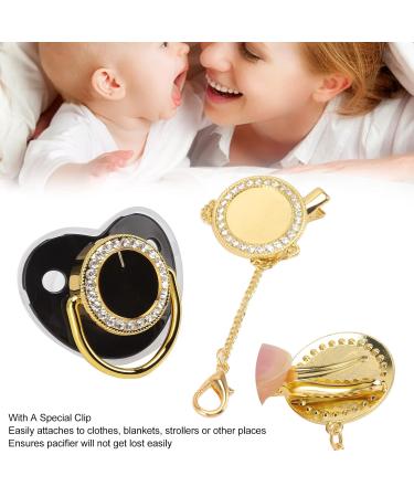 Bling Pacifier with Chain Clip | Ergonomic PP-Silicone | Stylish for Babies 6-18 Months | Perfect for Baptisms & Special Occasions - Buy Online on GoSupps.com