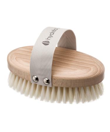 Hydrea London Natural Dry Body Brush   Exfoliating Dry Skin Brush with Natural Bristle  Dry Brush Cellulite Remover  Exfoliating Body Scrubber  Helps Improve Lymphatic Drainage - FSC  Certified Beechwood.