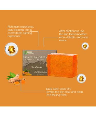 Calendula Turmeric Soap Brightening soap for natural skin glow calendula turmeric facial cleanser Natural turmeric soap for face and body oil control and deep cleansing - Buy Online on GoSupps.com
