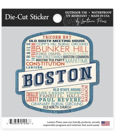 Boston Massachusetts Rustic Typography Die Cut Sticker | Contour Vinyl | 1-3 Inches | Waterproof Decal for Cars, Water Bottles, Laptops | Small Size - Buy Online on GoSupps.com