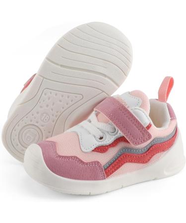 LACOFIA Baby Girls First Walker Shoes | Toddler Sneaker Anti-Slip Rubber Sole - Pink - Size 4.5 UK - Buy Online on GoSupps.com