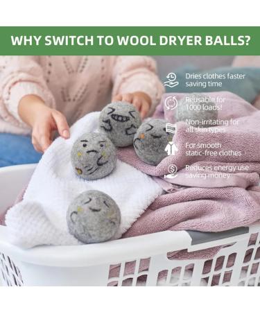 Buy XL Wool Dryer Balls - Natural Fabric Softener Reduces Wrinkles & Drying Time (Pack of 6) | Eco-Friendly Laundry Solution - Buy Online on GoSupps.com