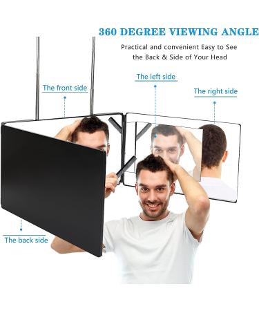 JANMPASK 3 Way Mirror for Self Hair Cutting - Height Adjustable 360 Trifold Makeup Mirror (Black) - Buy Online on GoSupps.com
