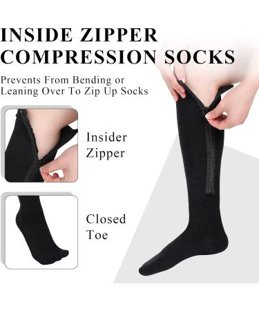 Tarpop Compression Socks for Women & Men - 4 Pairs Zippered Closed Toe 20-30 mmHg - Large/X-Large - Black - Buy Online on GoSupps.com