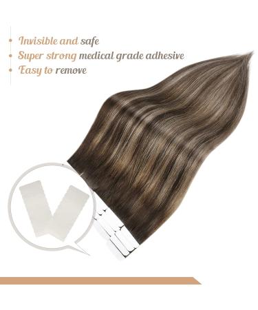 FSHINE Balayage Tape Extensions - Real Hair Dark Brown to Medium Brown - 50g 40cm Remy Tape-In Hair #2/6/2 - Straight Balayage Style - Buy Online on GoSupps.com