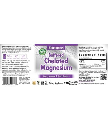 Bluebonnet Buffered Chelated Magnesium 120 Veggie Caps | Optimal Supplement for Relaxation - Buy Online on GoSupps.com