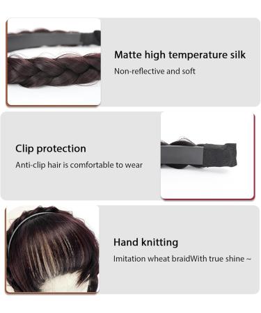 Headband with Bangs Fluffy Front Fake Bangs Synthetic Braided Headband Wig with Bangs Non slip Headband Hair Extensions Dark Brown Hair Supplies - Buy Online on GoSupps.com