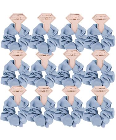 Loanzeg Twill Bridesmaid Scrunchies Bachelorette Hair Ties Set of 12 Bridal Shower No Damage Hairties ideas Gift for Wedding Party Favors Bridesmaid Proposal Gifts (Blue)