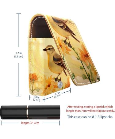 Travel Lipstick Organizer Case - Portable Makeup Bag with Mirror | Daisy Bird in Flower Design - Buy Online on GoSupps.com