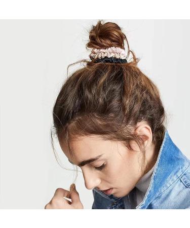 6 Pcs Silk Skinnie Scrunchies Set in Black, Pink, and Nude | Soft & Comfortable Hair Accessories for Women and Girls - Frizz Prevention and Ponytail Holders - Buy Online on GoSupps.com