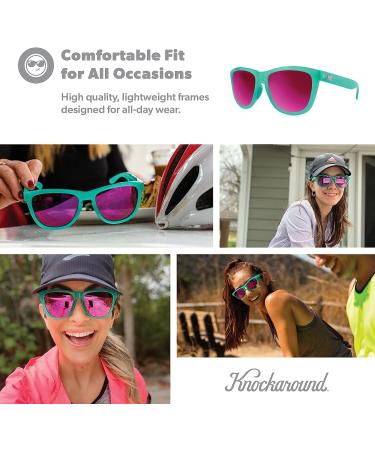 Knockaround Premiums Sport Polarized Running Sunglasses | Aquamarine/Fuchsia - Buy Online on GoSupps.com