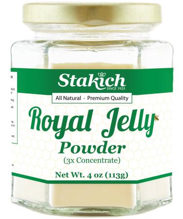 Stakich Royal Jelly Powder - 4 Ounce - 3X Concentrate - Freeze Dried, Pure, Natural 4 Ounce (Pack of 1)