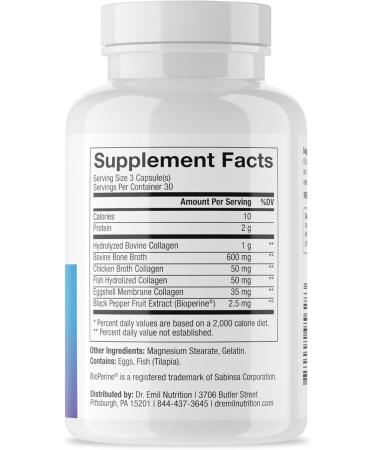 Dr. Emil Multi Collagen Pills - Anti-Aging Hair, Skin, Nails & Joints - 90 Capsules - Buy Online on GoSupps.com