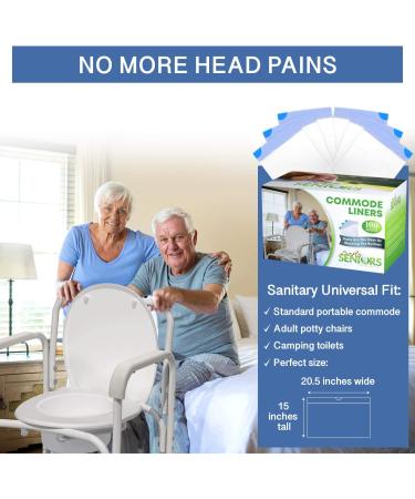 Commode Liners - 100 Strong Portable Toilet Bags - Easy To Use Bedside Commode Liners Disposable - Toilet Liners That Support Dignity of Seniors & Disabled - No More Buckets to Wash - NO Absorbent Pad - Buy Online on GoSupps.com