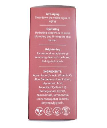 Pomegranate Natural Face Serum - Antioxidant-Rich Anti-Aging Formula with Niacinamide Vitamin C 15% & Hyaluronic Acid for Fine Lines & Dark Spots - 1 Fl Oz - Buy Online on GoSupps.com