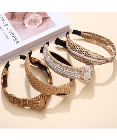NVENF 6Pack Boho Rattan Earrings & Straw Headbands Set | Summer Beach Hair Accessories for Women - Style 2 - Buy Online on GoSupps.com