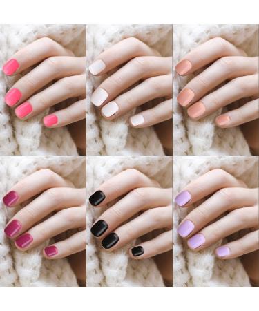 288pcs Short Fake Acrylic Nails Set with Glue - Glossy Full Cover False Nails for Women - 12 Colors Short Stick On Nails - DIY Home Nail Art Kit - Buy Online on GoSupps.com