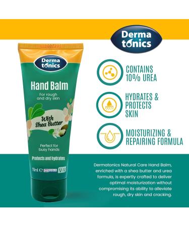 Dermatonics Natural Hand Care Balm | Shea Butter and Urea Formula for Effective Treatment of Rough Dry Skin and Cracking | Dermatologist Recommended and Paraben-free | 70 ml - Buy Online on GoSupps.com