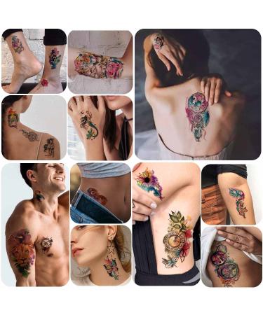 77 Sheets Temporary Tattoo Assortment: Flower Dream Catcher, Cat, Goldfish, Half Arm, Shoulder, Neck - 60 Tiny Waterproof Realistic Tattoos for Women, Girls, and Kids - Buy Online on GoSupps.com