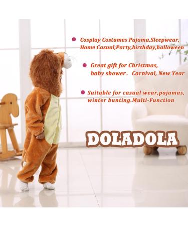 Doladola Baby Lion Hooded Onesie | Infant Pajamas Romper 0-3 Months - Unisex Cartoon Animal Costume - Buy Online on GoSupps.com