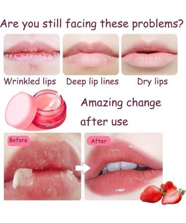 Lip Sleeping Mask Lip Mask Overnight Strawberry Lip Masks Skincare Lip Oils Lip Moisturiser for Dry Chapped Peeling Cracked Lips Fades Lip Lines Lip Balm Locks In Moisture Lip Care 20g-Strawberry01 - Buy Online on GoSupps.com