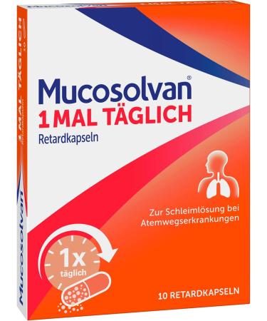 MUCOSOLVAN 75mg Ambroxol Capsules - 1x Daily Sustained Release - Cough Expectorant - 60 Caps for International Shipping - Buy Online on GoSupps.com