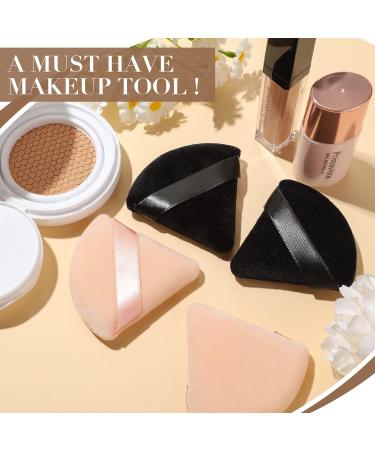 Triangle Makeup Sponge Set - 4 Pcs Cosmetics Face Powder Puff for Foundation - Soft Velvet Body Cushion Pads in Black Nude - Buy Online on GoSupps.com