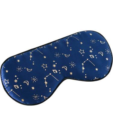100% Silk Sleep Mask with Adjustable Strap - Golden Starrysky Blue - Buy Online on GoSupps.com