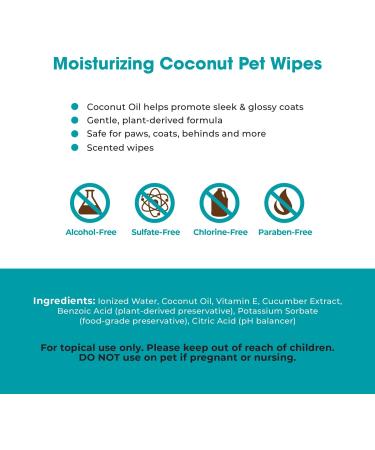 Coconut-Scented Moisturizing Pet Wipes for Dogs & Cats | Gentle Plant-Derived Formula | Extra Soft & Strong | 100 Count - Buy Online on GoSupps.com