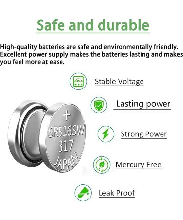 SKOANBE SR516SW 317 Silver Oxide Watch Battery - 10-Pack | Long-lasting 1.5V Button Cell for Watches - International Shipping Available - Buy Online on GoSupps.com