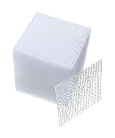 100 Pcs Square Plastic Canvas Mesh Sheets 4.5'' Square Shape Needlepoint Canvas White Plastic Blank Canvas Plastic Mesh Mat for Needlework Embroidery Yarn Crafting Knit Crochet Project 7 Count
