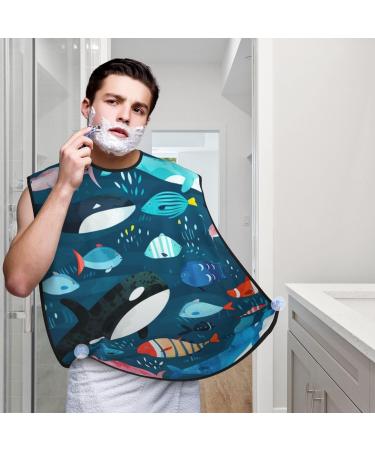 Whale Print Beard Bib Apron - Non-Stick Beard Hair Catcher for Men | Perfect Shaving Gifts | One Size Black - Buy Online on GoSupps.com