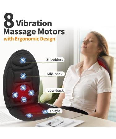 Seat Massager with Heat and Vibrating Nodes - Black Chair Massage Cushion for Back, Shoulder, and Thighs Relief - Buy Online on GoSupps.com