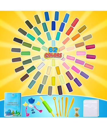 62 Colors Air Dry Modeling Clay Kit for Kids | DIY Molding Clay Set with Sculpting Tools and Decoration Accessories | Perfect Gift for Boys & Girls Age 3-12 | Kids Art Crafts - Buy Online on GoSupps.com